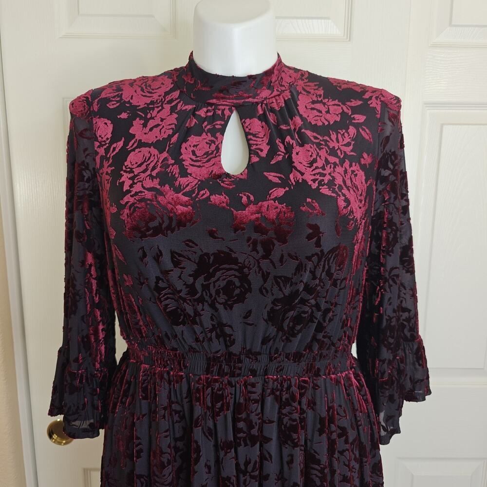 ModCloth mock neck velvet floral mini dress sz XL - Picture 3 of 13